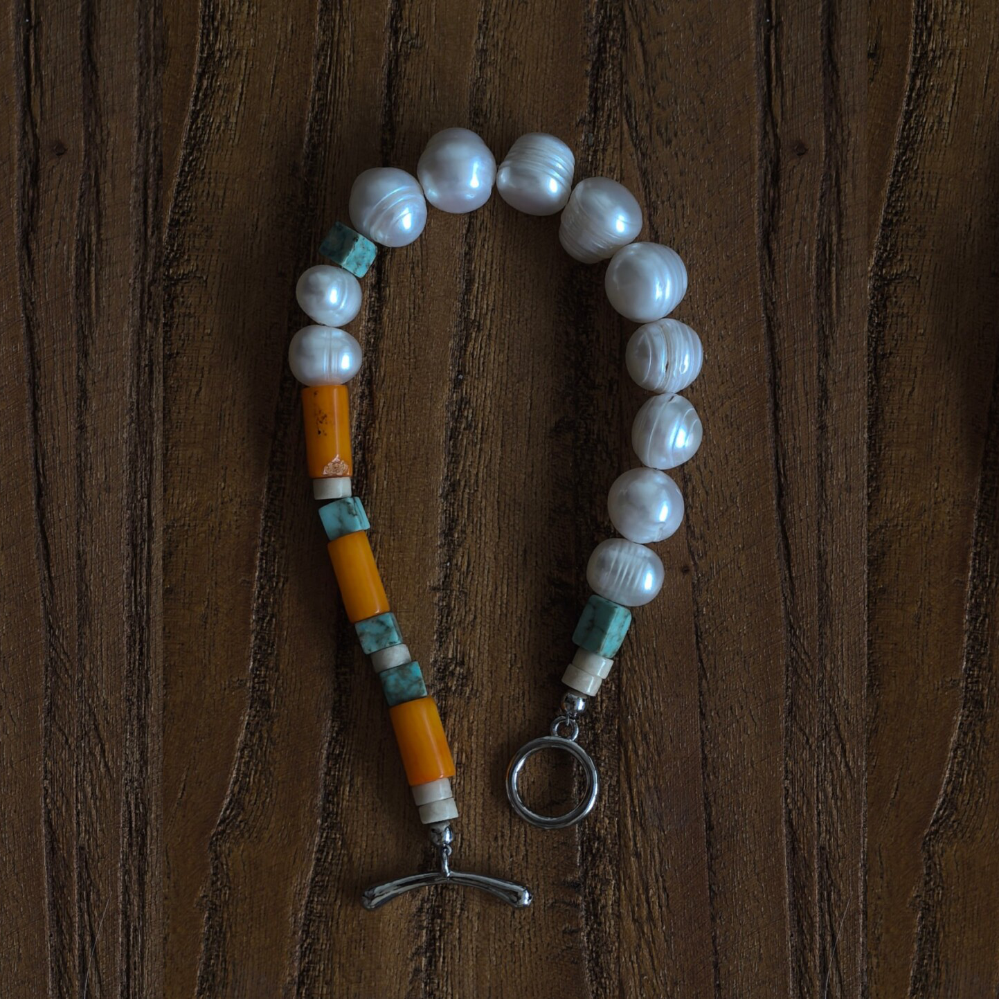 Abundance Flow - Pearl, Turquoise & Coral Bracelet