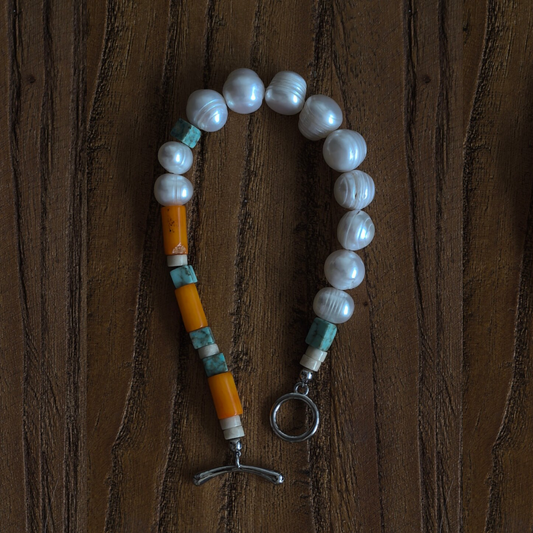 Abundance Flow - Pearl, Turquoise & Coral Bracelet