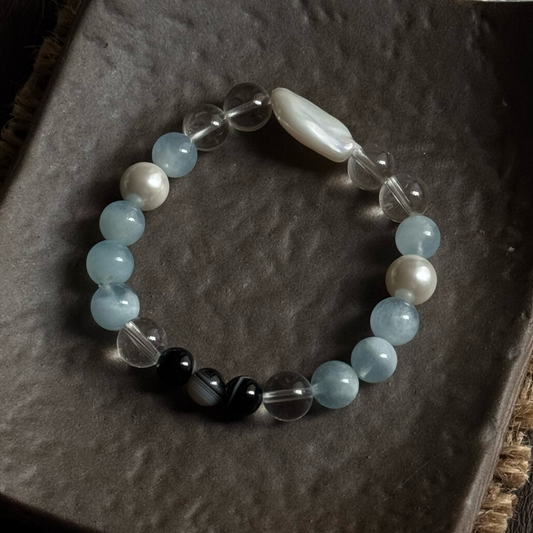 Aquamarine & Clear Quartz Bracelet