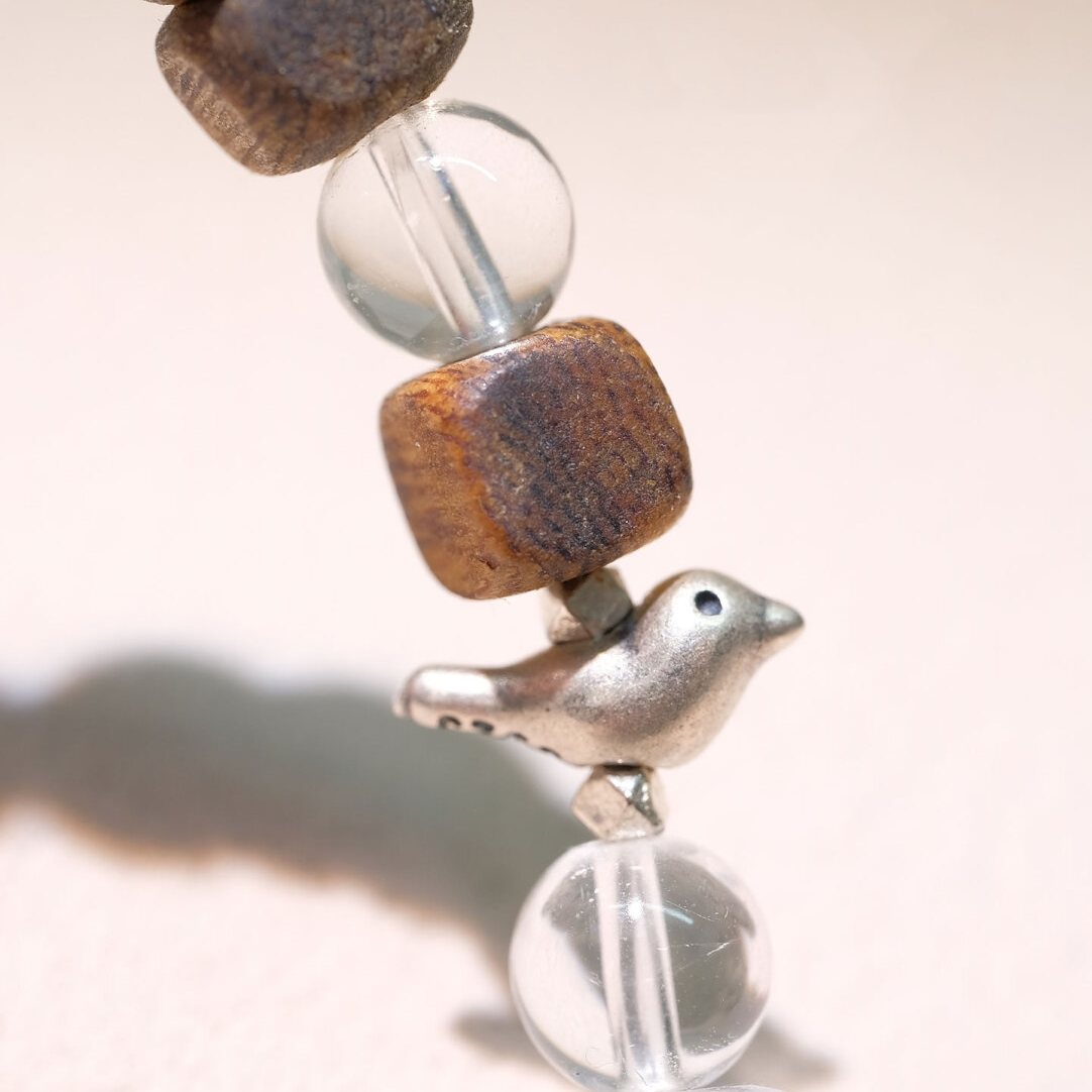 Harmony of Metal & Wood - Clear Quartz & Agarwood Bracelet