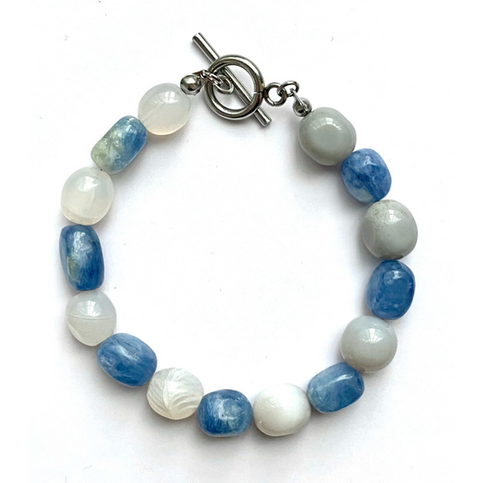 Perfect Harmony of Wisdom & Flow - Kyanite & Agate Bracelet