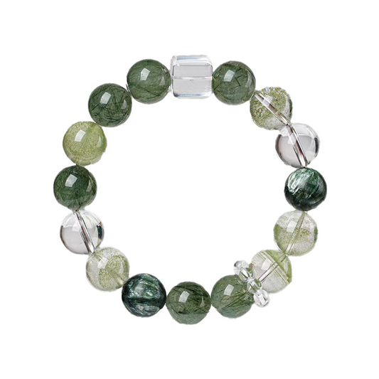 Prosper & Purify - Green Phantom & White Crystal Sugar Cube Bracelet