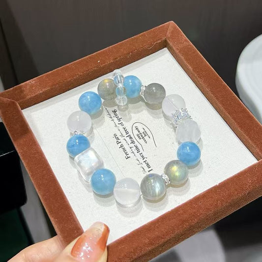 Emotional Healing-Natural Aquamarine & Moonstone Energy Bracele