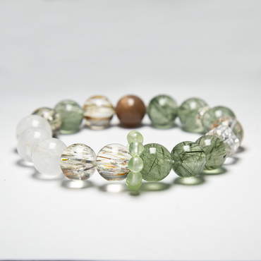 Natural green hair crystal black gold super white ghost white crystal sugar bracelet grape stone fortune luck