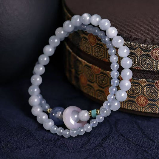 Wealth & Protection - Aquamarine Double Wrap Bracelet