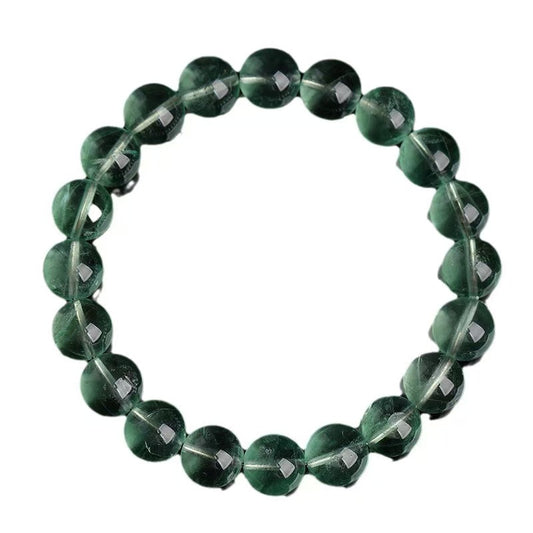 Everlasting Prosperity – Natural Green Fluorite Bead Bracelet