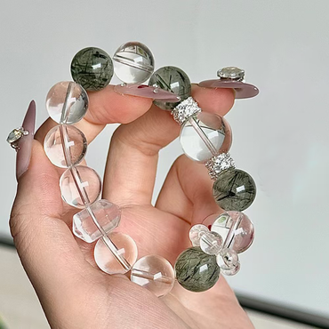Energy Synergy-Clear Quartz & Green Rutilated Quartz Bracelet