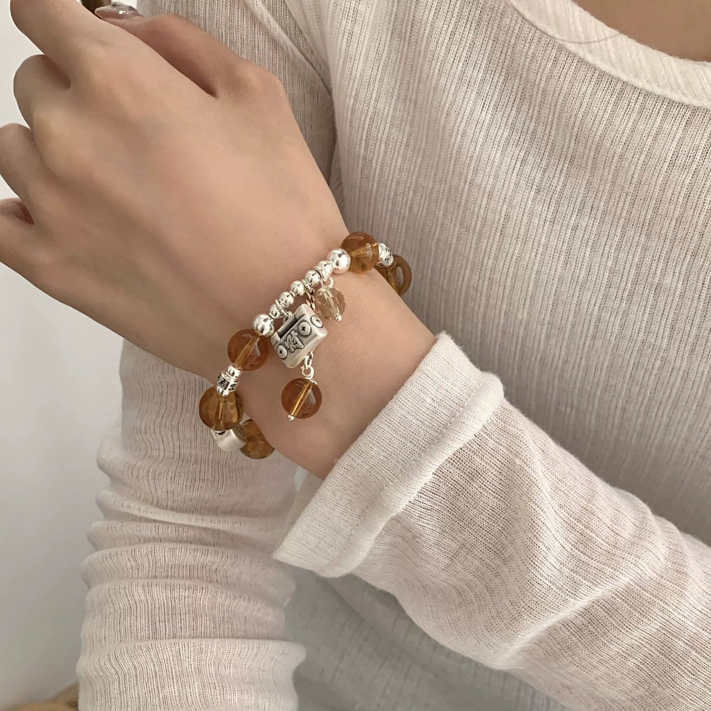 Energy Boost - Amber & Silver Energy Bracelet