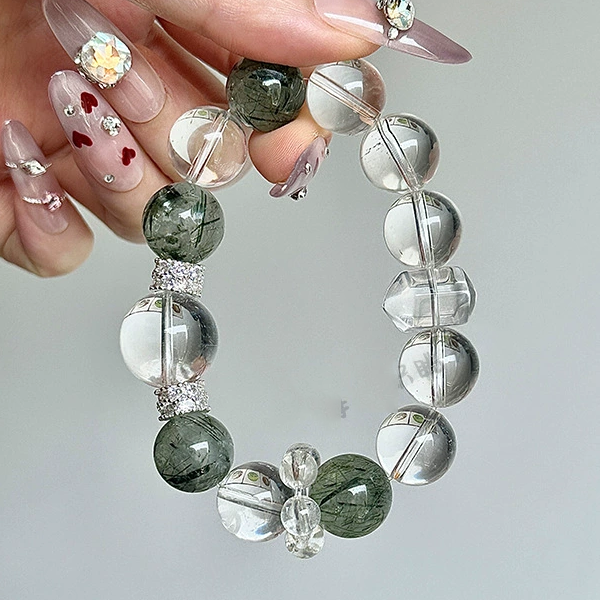 Wisdom & Growth - Clear Quartz & Green Rutilated Quartz Bracelet