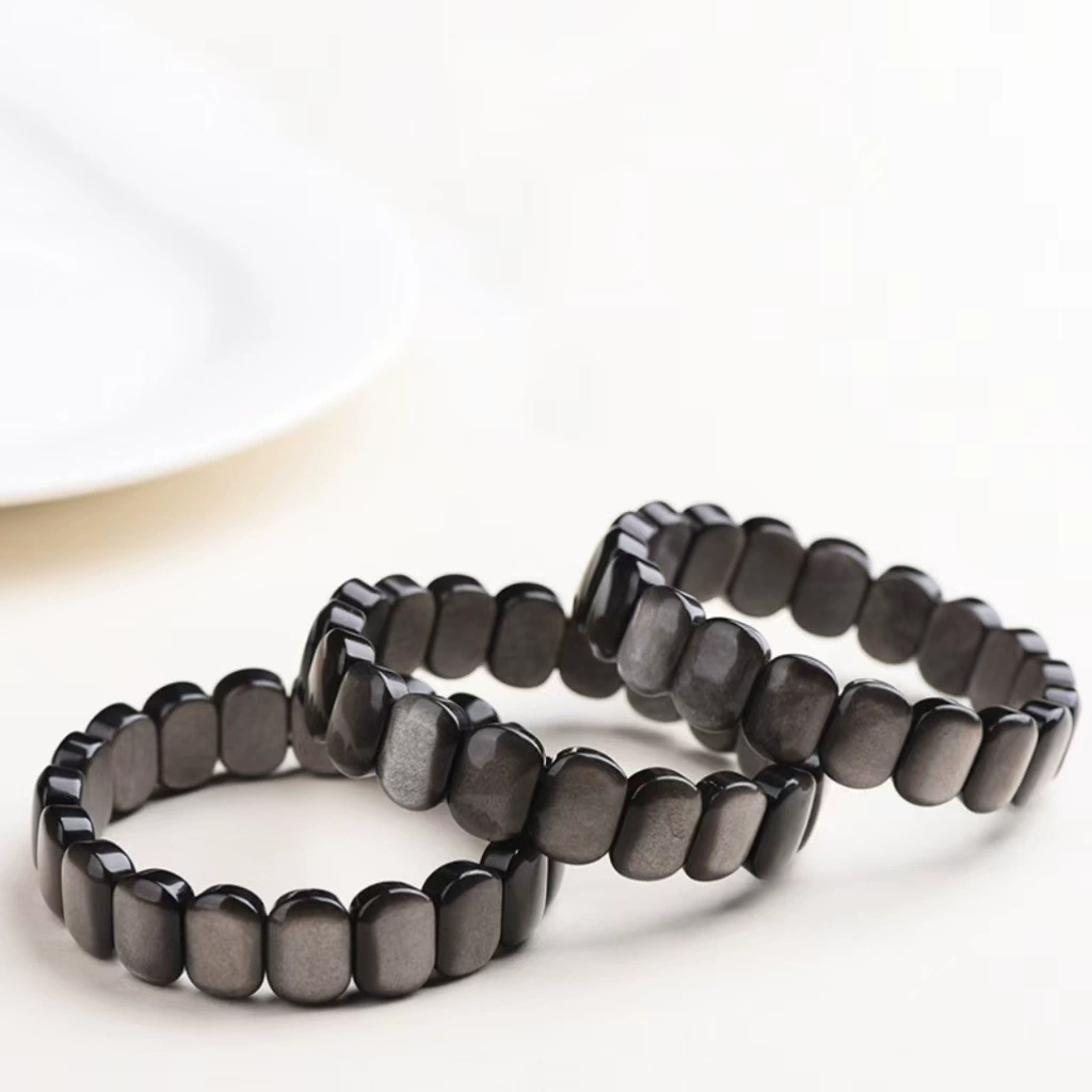 Golden Flow Luck - Natural Silver Obsidian Beads Bracelet
