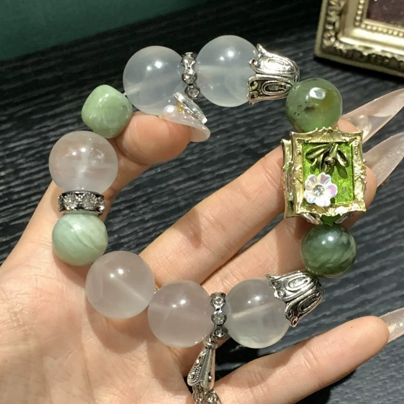 Natural Fluorite & Xiuyan Jade Wellness Bracelet