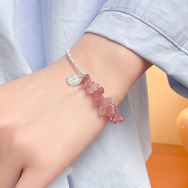 Romance Enhancement - Strawberry Quartz Silver Bracelet