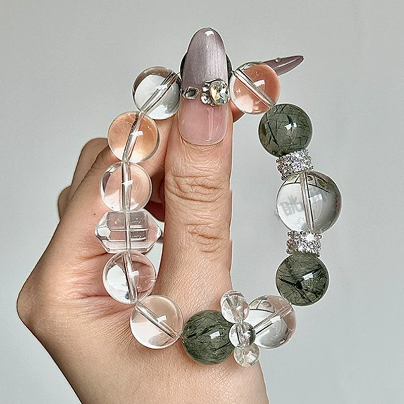 Wisdom & Growth - Clear Quartz & Green Rutilated Quartz Bracelet