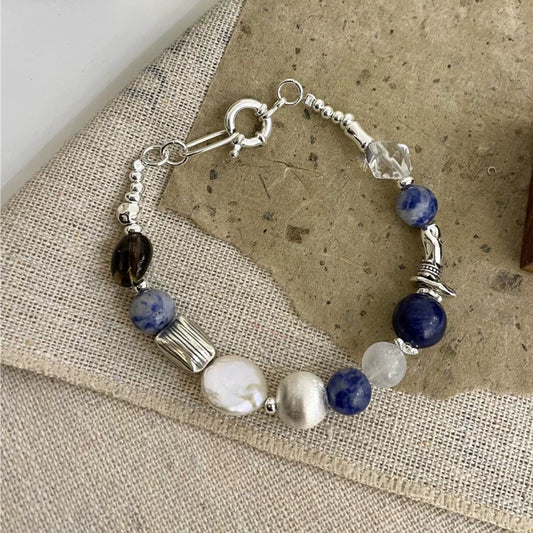 Emotional Stability - Baroque Pearl & Agate Sterling Silver Energy Bracelet Set