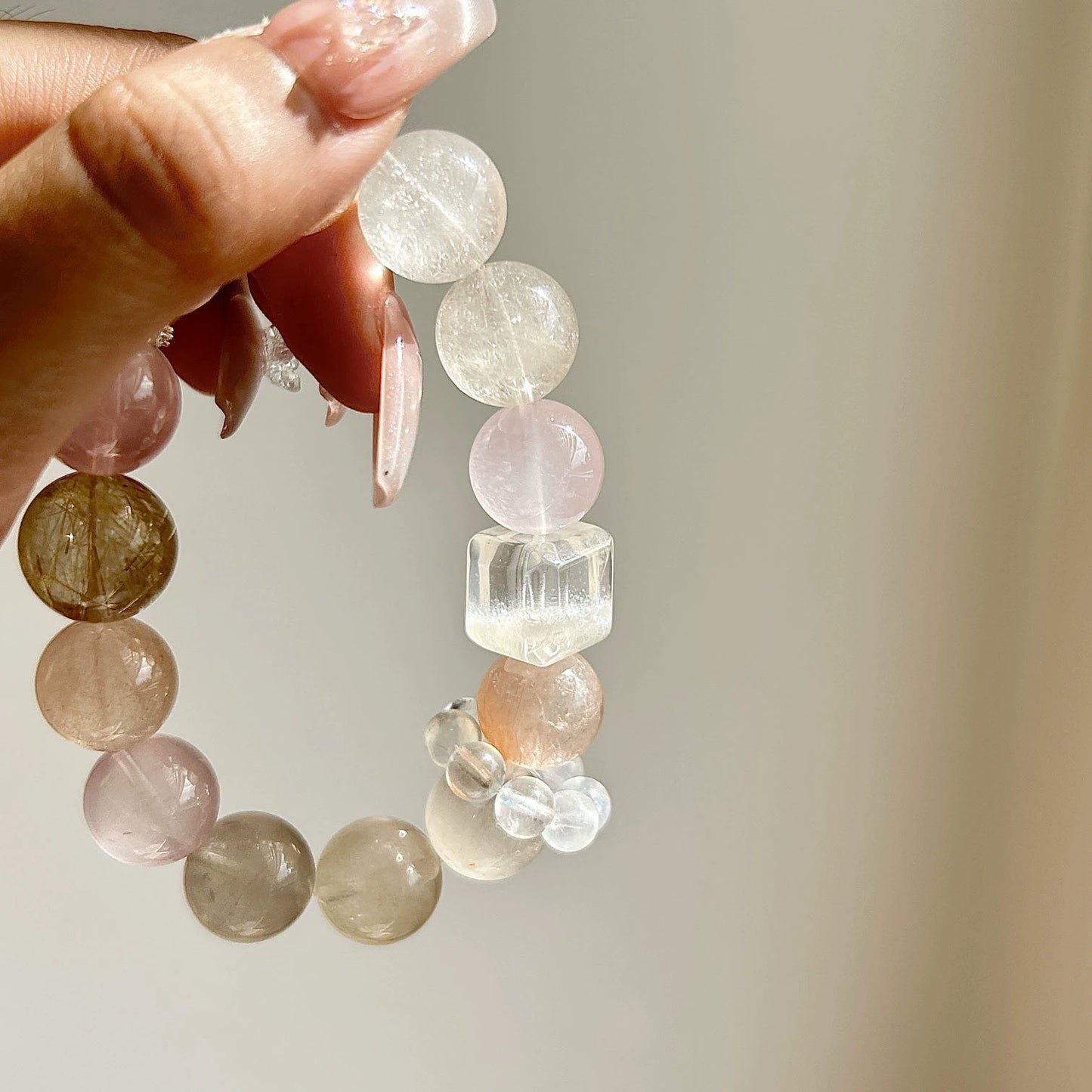 Emotional Balance - Natural Rabbit Hair Rose Quartz Bracelet