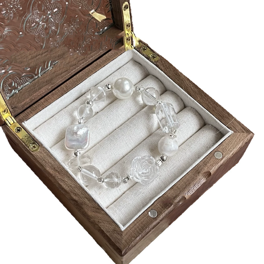 Wealth Flow - Clear Quartz & Silver Bead Bracelet