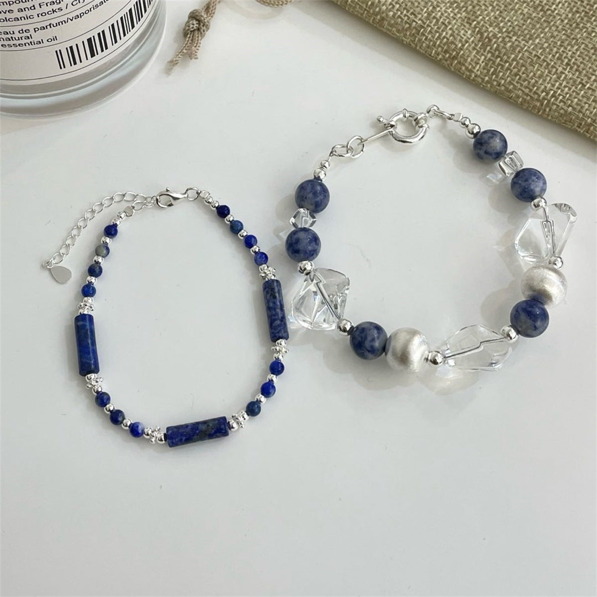 Wisdom-to-Wealth Talisman - Lapis Lazuli & Clear Quartz Bracelet Set