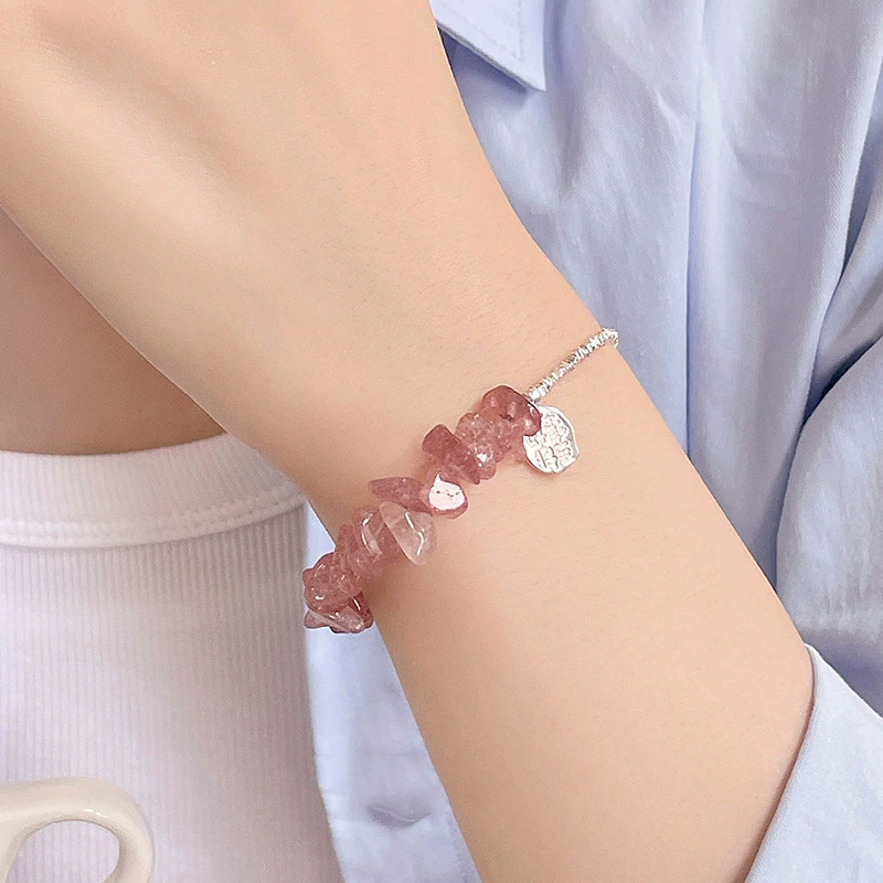 Romance Enhancement - Strawberry Quartz Silver Bracelet