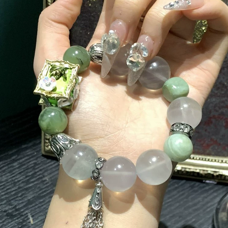 Natural Fluorite & Xiuyan Jade Wellness Bracelet