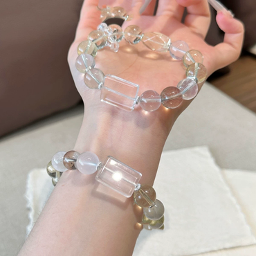 Prosperity Flow - Lemon/White Phantom/Clear Quartz Chakra Bracelet