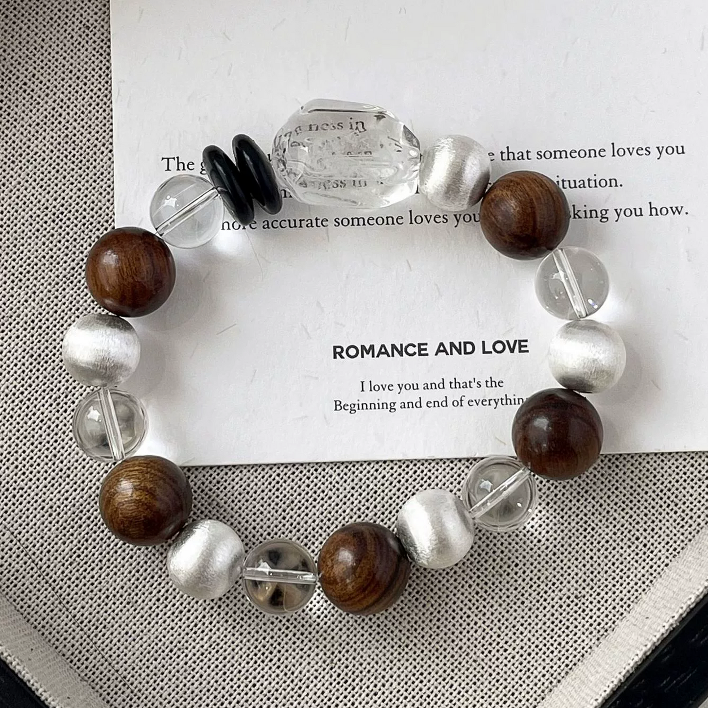 Wisdom Loop Bracelet - Sandalwood & Clear Quartz Bracelet