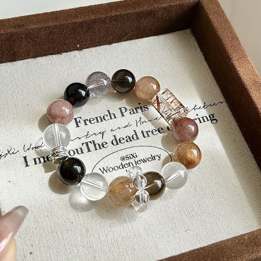Ground & Grow - Natural Red Copper Rutilated Quartz & Smoky Quartz & Super Seven & Clear Quartz Bracelet