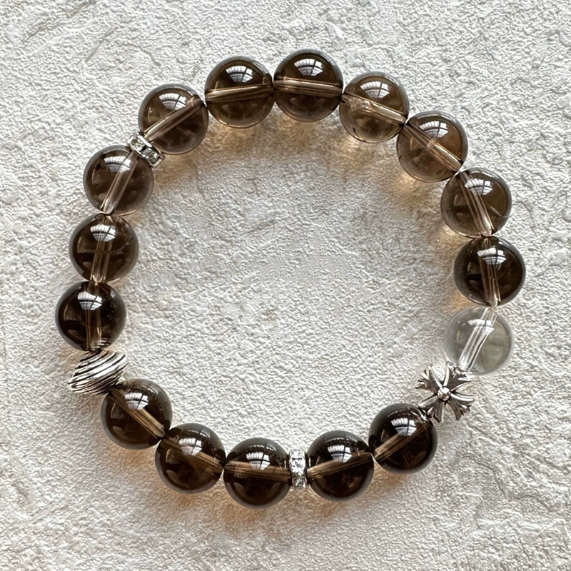 Calm & Clarity - Smoky Quartz, Clear Crystal, and Sterling Silver Bracelet
