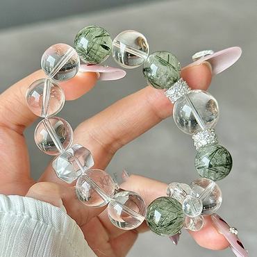Wisdom & Growth - Clear Quartz & Green Rutilated Quartz Bracelet