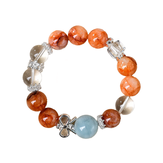 Spark & Serenity - Red Phantom Quartz & Clear Quartz & Aquamarine Bracelet