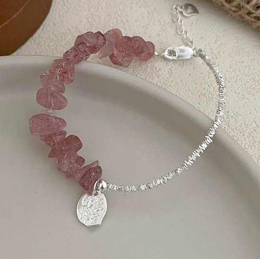 Romance Enhancement - Strawberry Quartz Silver Bracelet