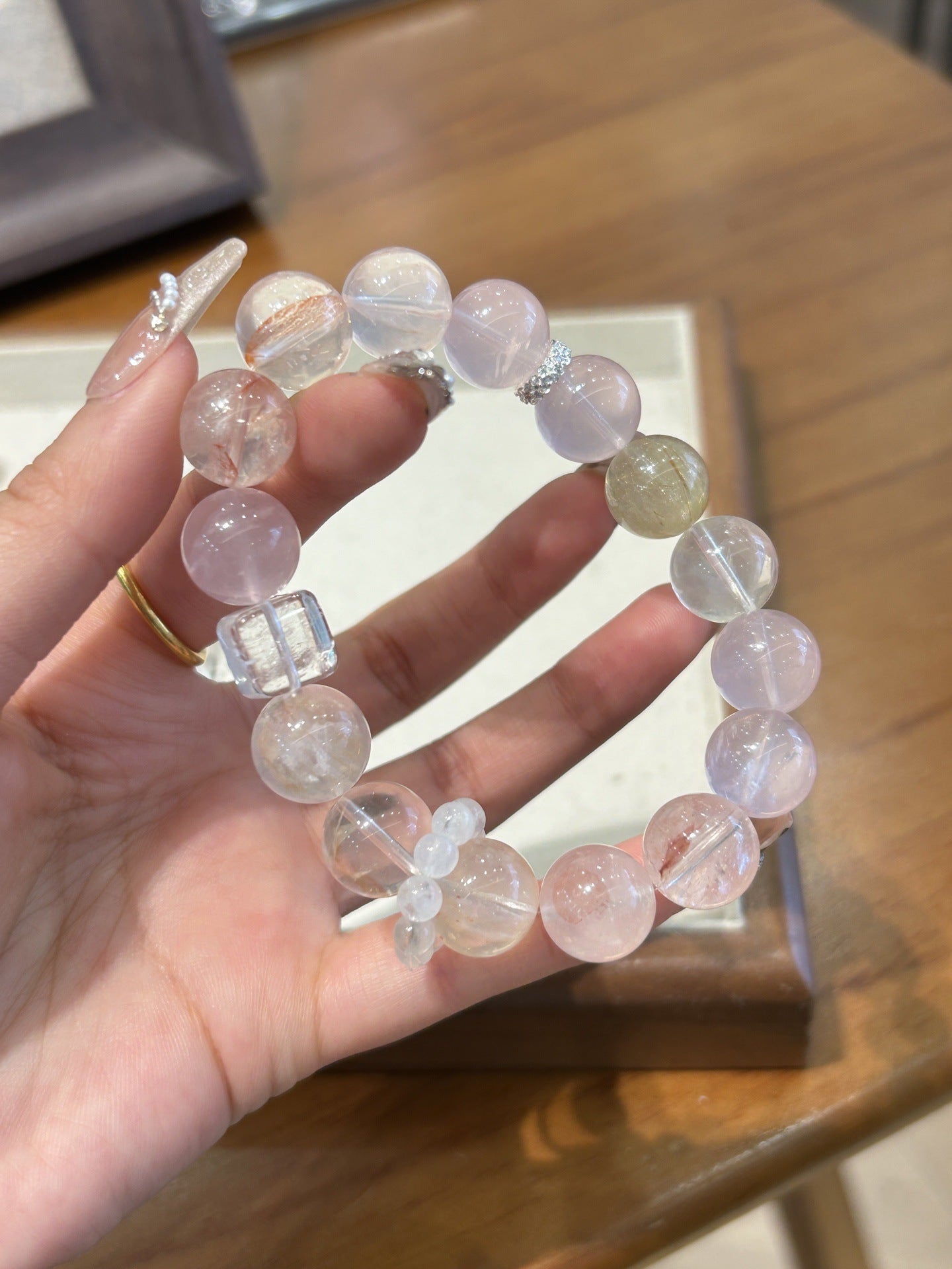 Emotional Balance - Natural Rabbit Hair Rose Quartz Bracelet