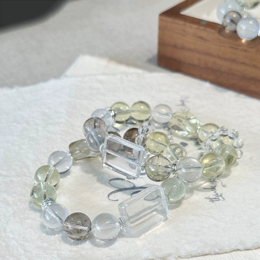 Prosperity Flow - Lemon/White Phantom/Clear Quartz Chakra Bracelet