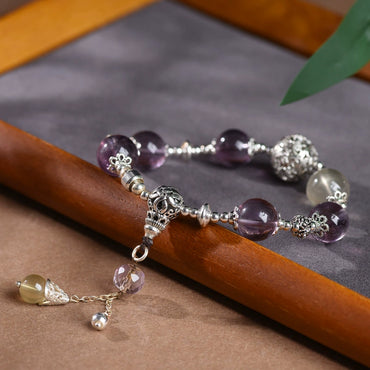 Stress Relief - Amethyst Silver Energy Bracelet