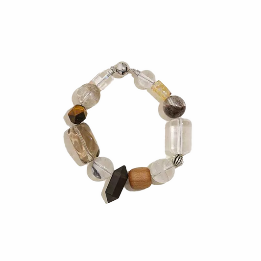 Stress Relief - Natural Crystal Wood Bead Bracelet