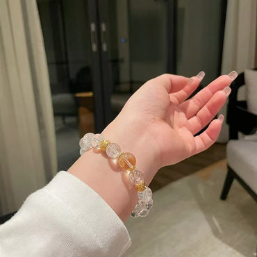 Healing & Prosperity - White Auralite Citrine Bracelet