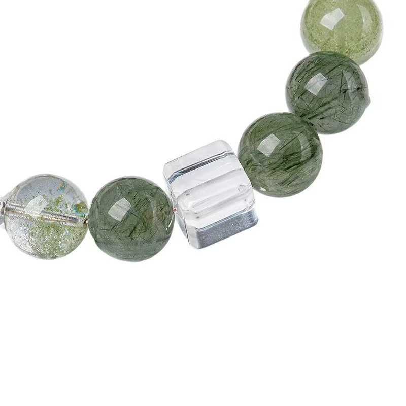 Prosper & Purify - Green Phantom & White Crystal Sugar Cube Bracelet