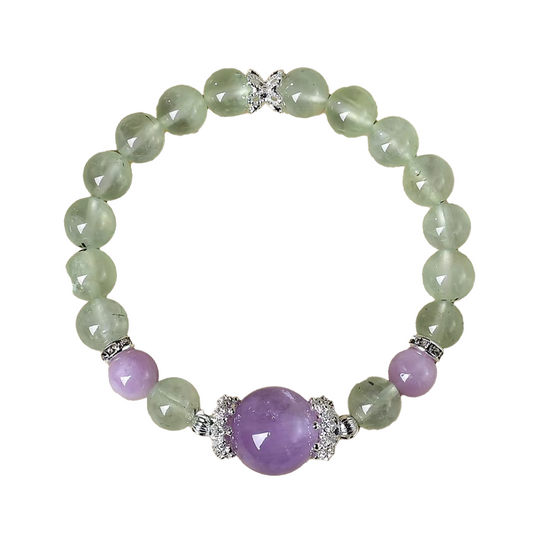 Growth & Clarity - Prehnite Amethyst Kunzite Bracelet