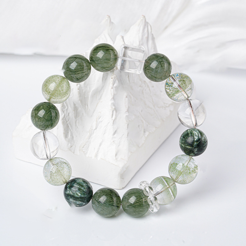 Prosper & Purify - Green Phantom & White Crystal Sugar Cube Bracelet
