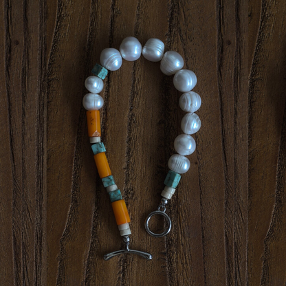 Abundance Flow - Pearl, Turquoise & Coral Bracelet