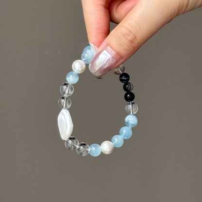Aquamarine & Clear Quartz Bracelet