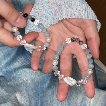 Aquamarine & Clear Quartz Bracelet