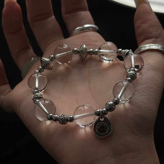 Spiritual Clarity - "Pure Aura" Crystal Silver Bracelet