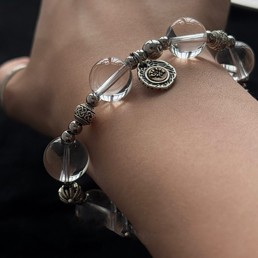 Spiritual Clarity - "Pure Aura" Crystal Silver Bracelet
