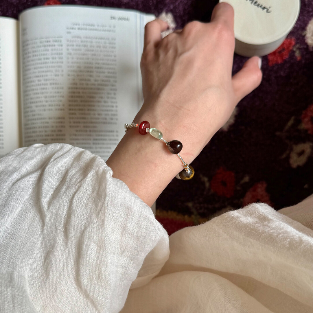 Where Ancient Wisdom Meets Modern Energy - Tiger's Eye & Smoky Quartz & Fluorite & Red Agate & Sterling Silver Bracelet