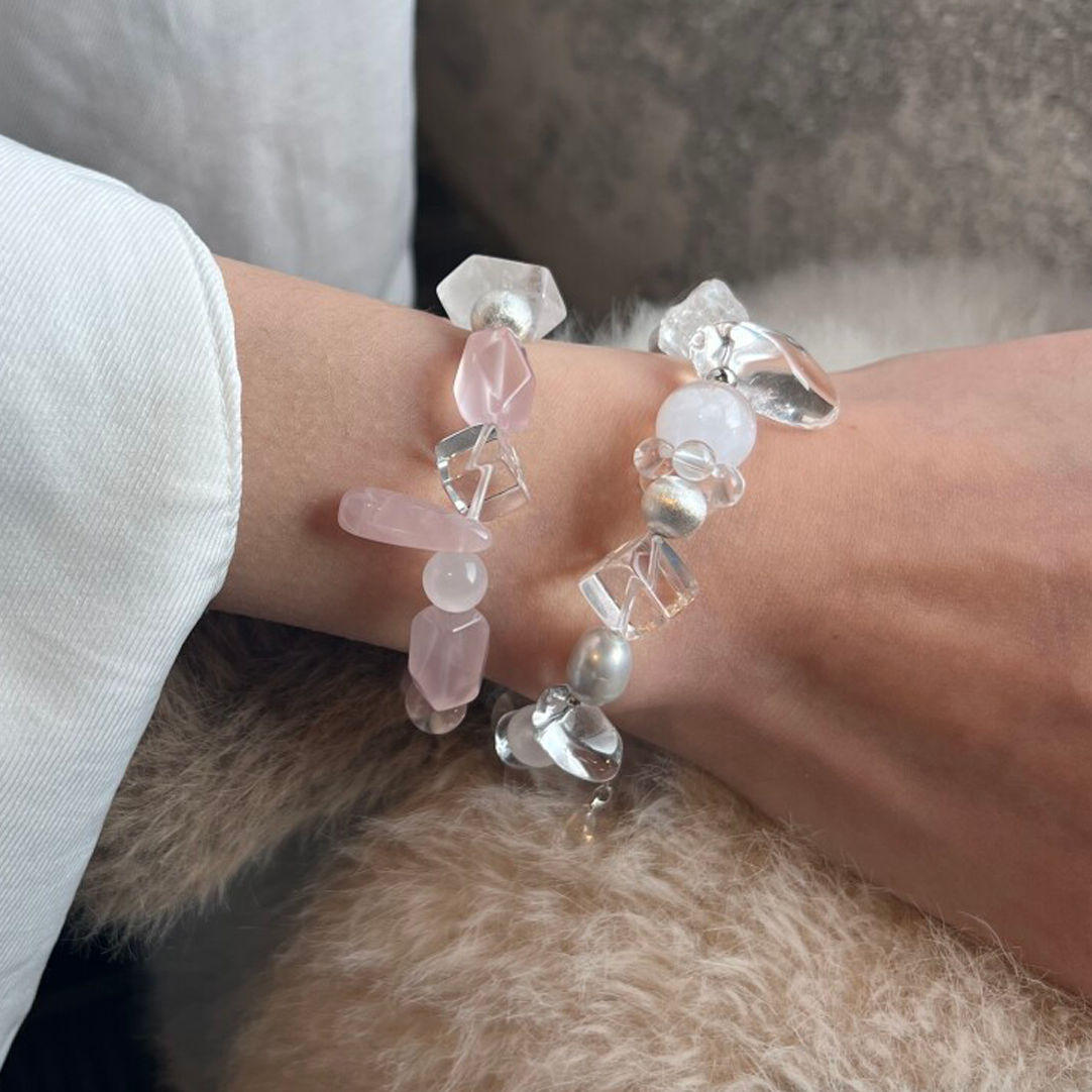 Enhance Aura - Clear Quartz & Baroque Pearl Energy Bracelet