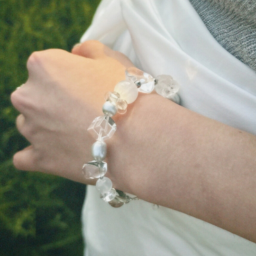 Enhance Aura - Clear Quartz & Baroque Pearl Energy Bracelet