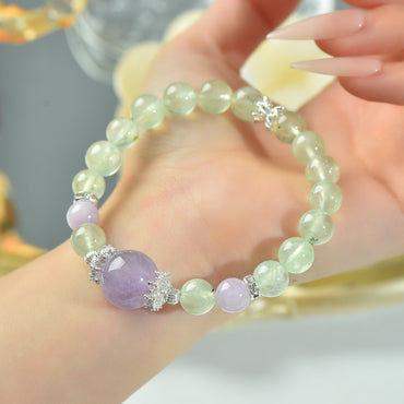Growth & Clarity - Prehnite Amethyst Kunzite Bracelet