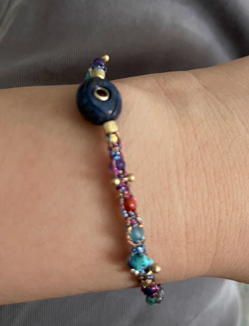 5 Powers - Lapis Lazuli & Red Agate & Turquoise & Clear Quartz & Gold-Plated Brass Bracelet