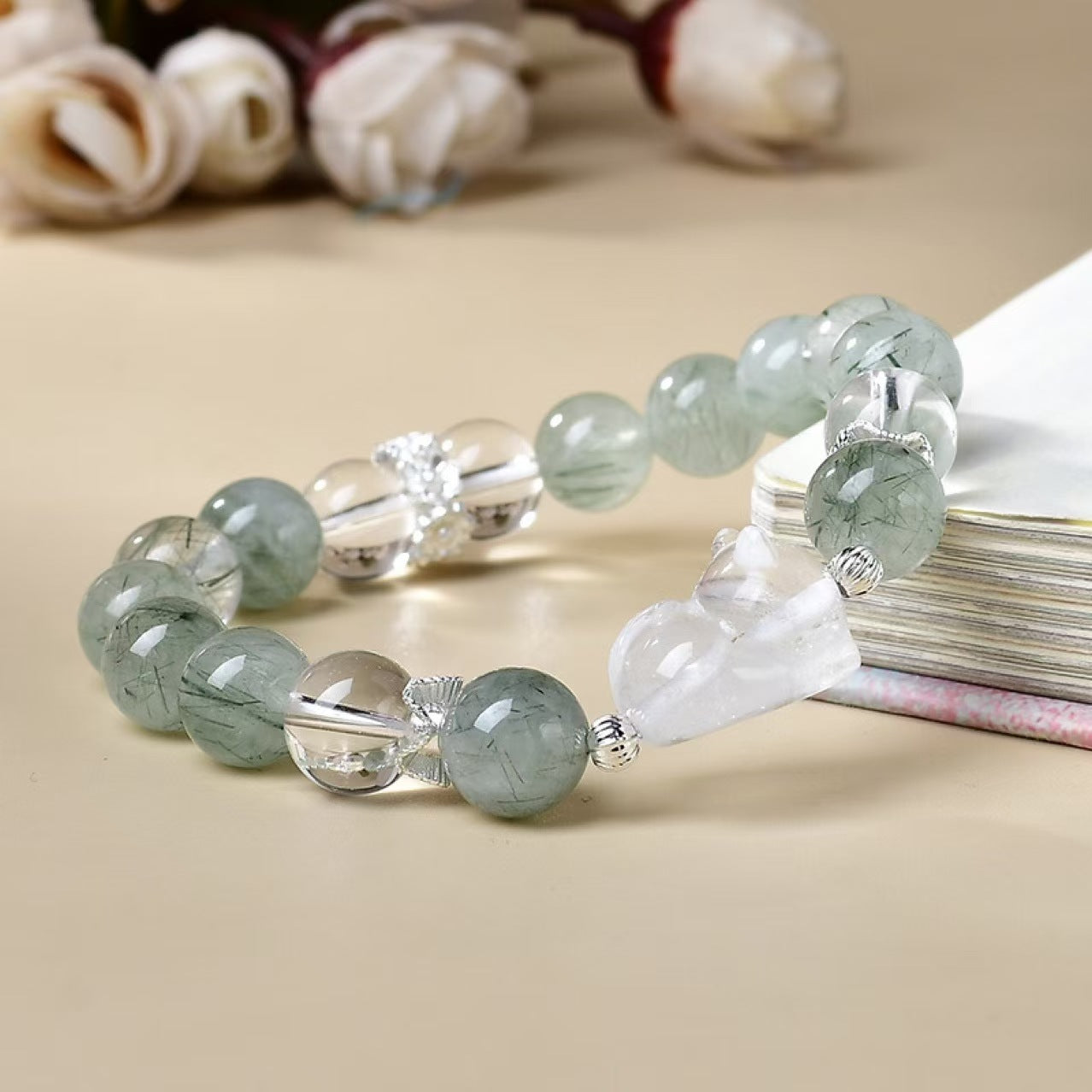 Spirit Uplift - Green Rutilated Quartz Fox Bracelet
