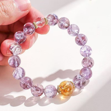 Virtue Vortex - Purple Auralite, Clear Quartz & Yellow Auralite Bracelet